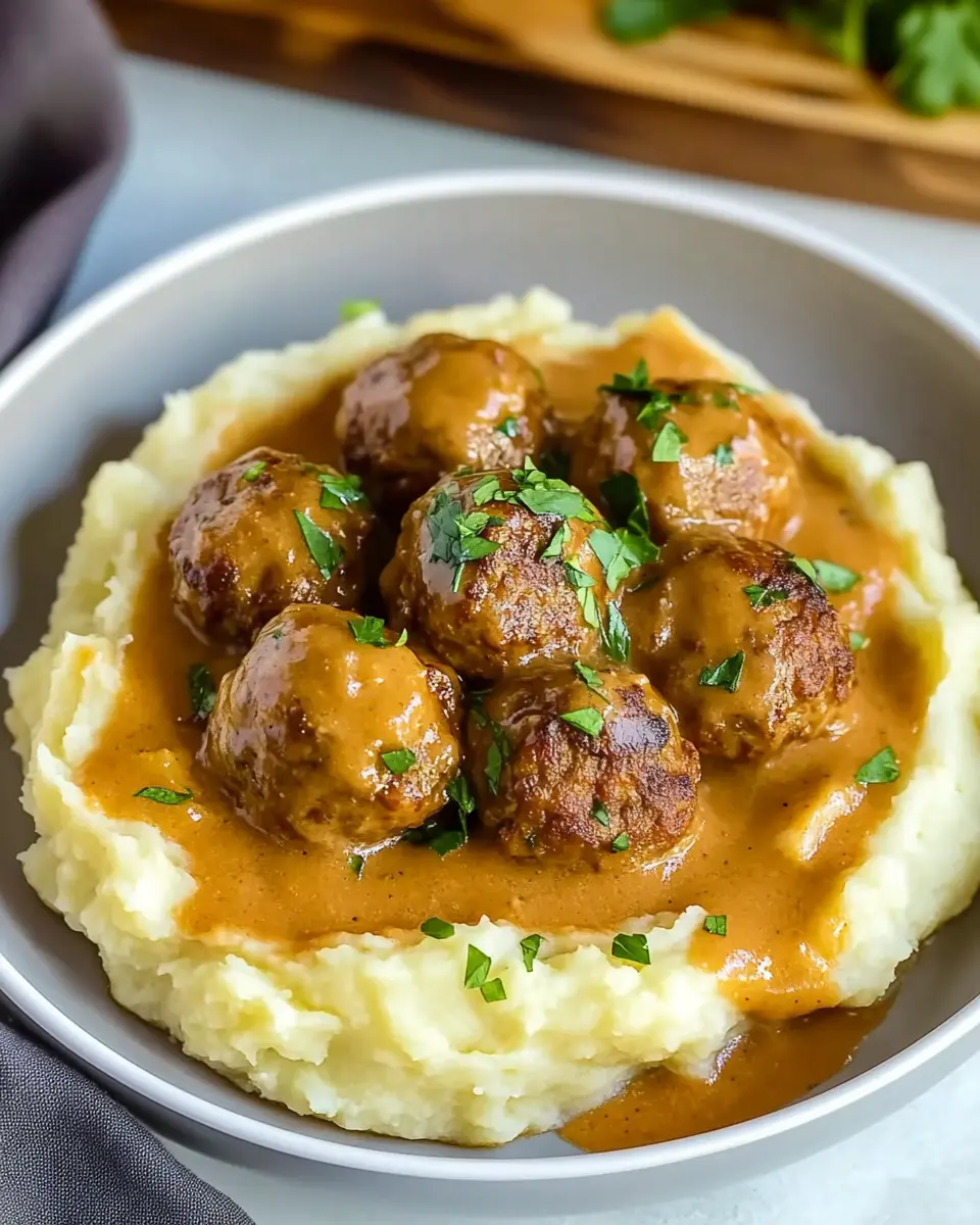 Hackbällchen in cremiger Sauce: Indulgent Comfort with Kartoffelpüree